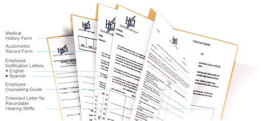 Medical History Form Audiometric Record Form Employee Notification Letters Employee Counceling Guide Extended letter for recordable hearing shifts